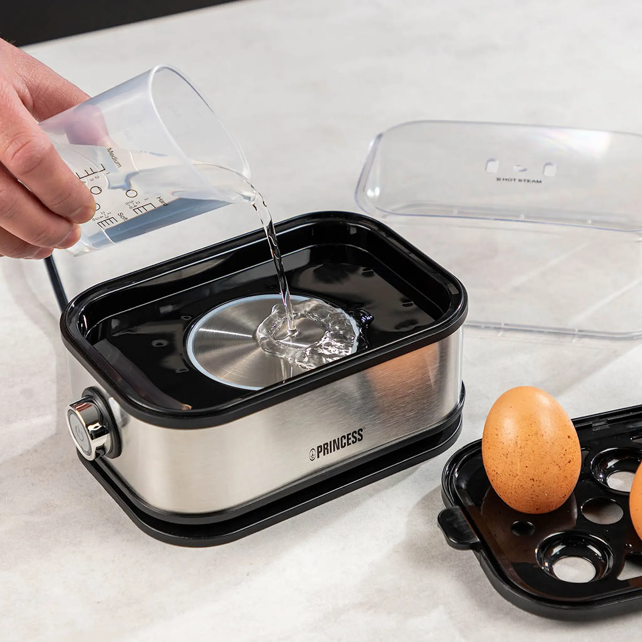 PRINCESS Äggkokare för 6 ägg 400W rostfritt stål