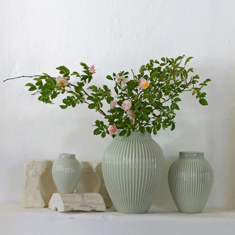 Knabstrup Keramik Ripple vase 27 cm mintgrønn