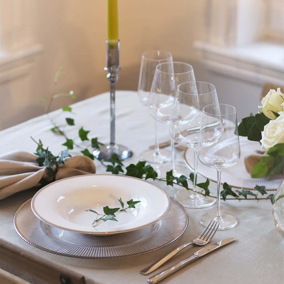 Stiernholm Plisse Undertallrik 33 cm klar/silver