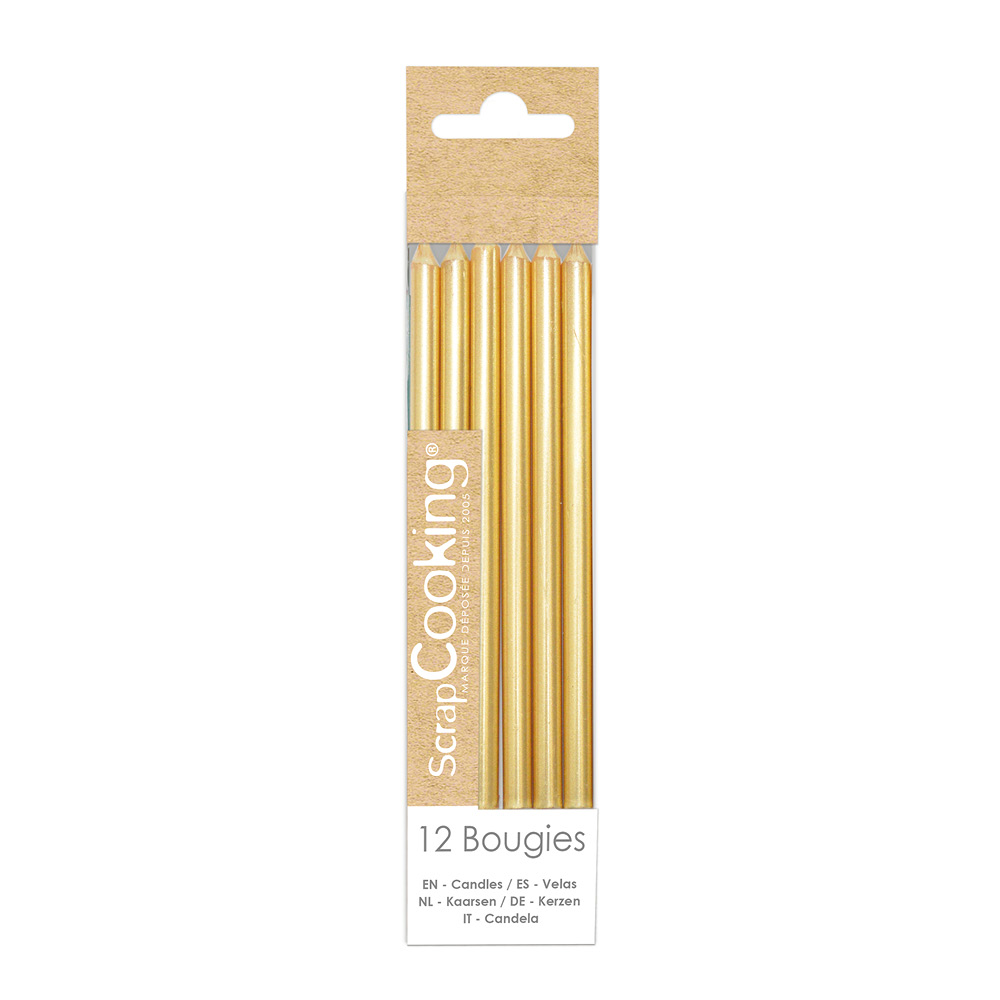 ScrapCooking Tårtljus 12-pack 12 cm guld
