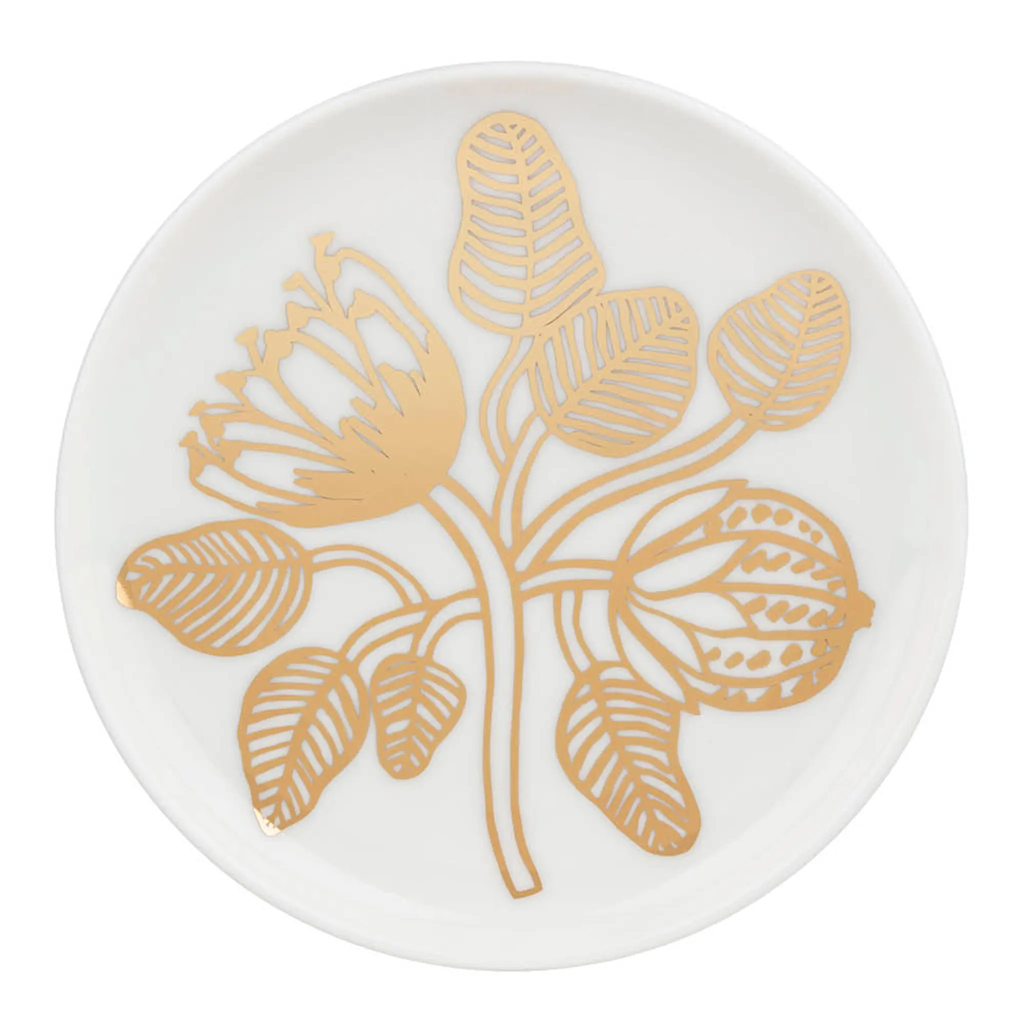 Marimekko Oiva Tiara assiett 13,5 cm vit/guld