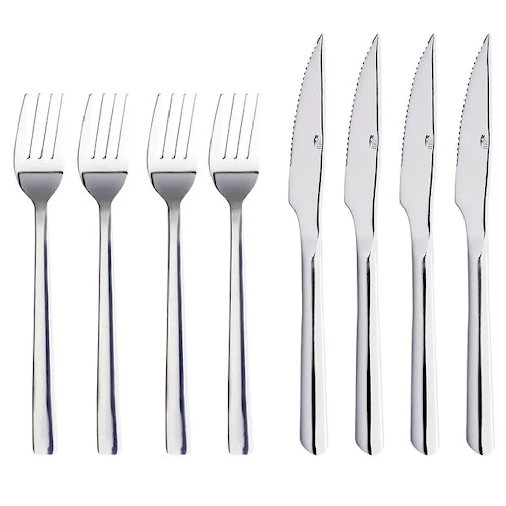 RAW biffbestikk 8 deler blank