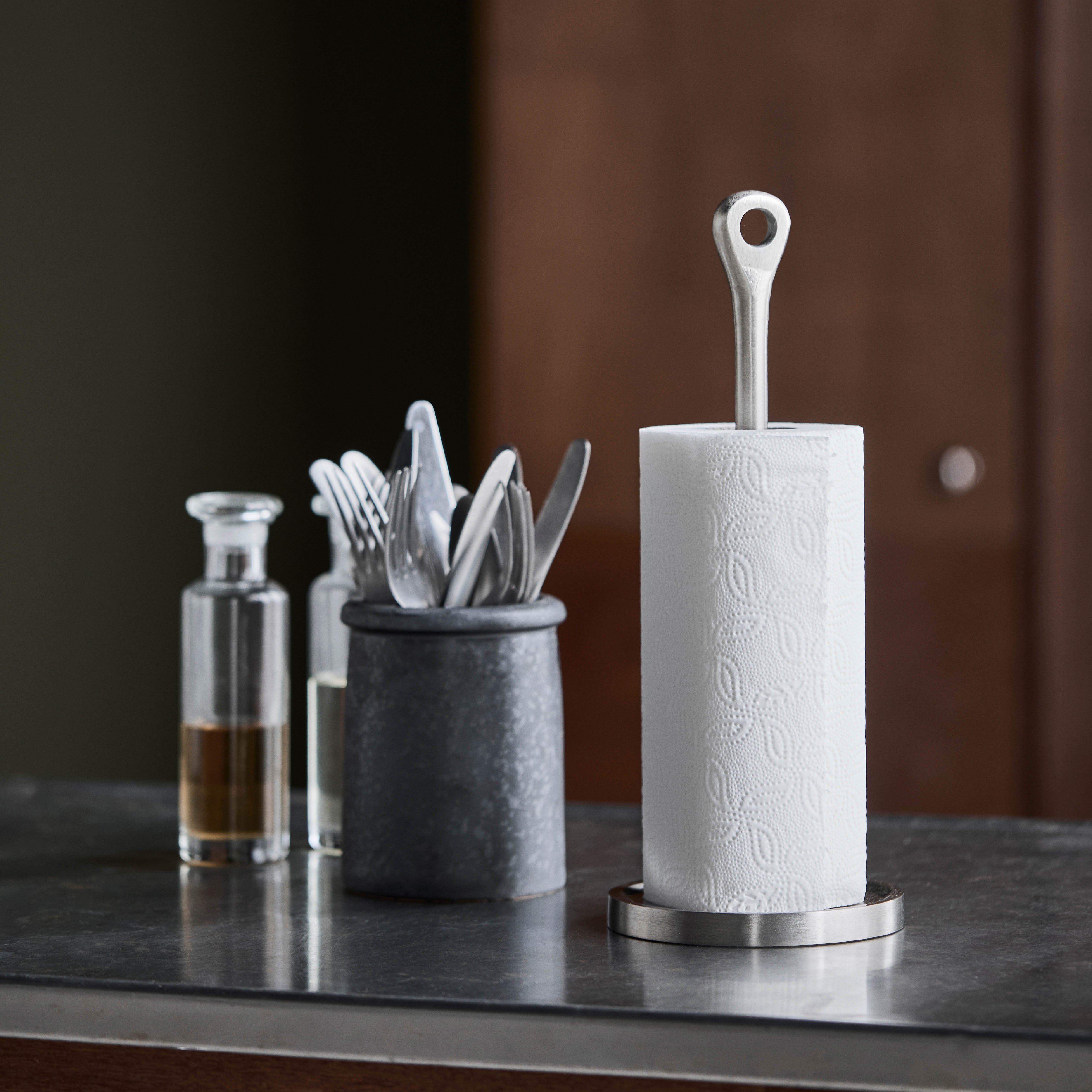 House Doctor Eden tørkerullholder 35 cm børstet sølvfinish