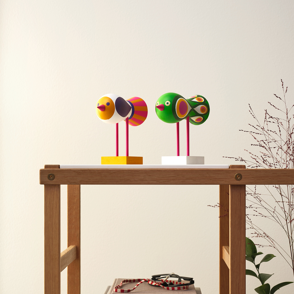 Design House Stockholm Lisa Larson Birds 1967 No.2 16 cm grön/rosa