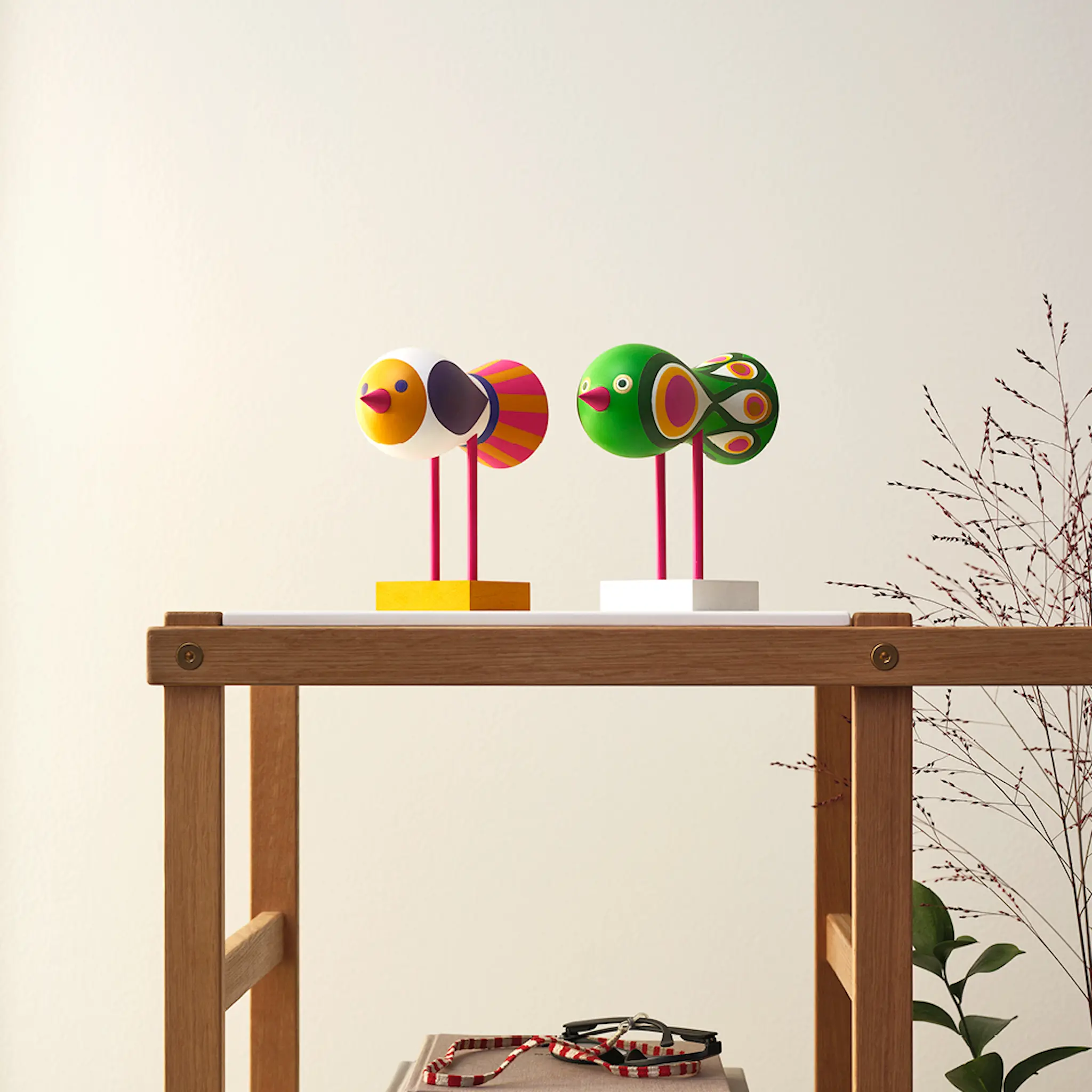 Design House Stockholm Lisa Larson Birds 1967 No.2 16 cm grön/rosa