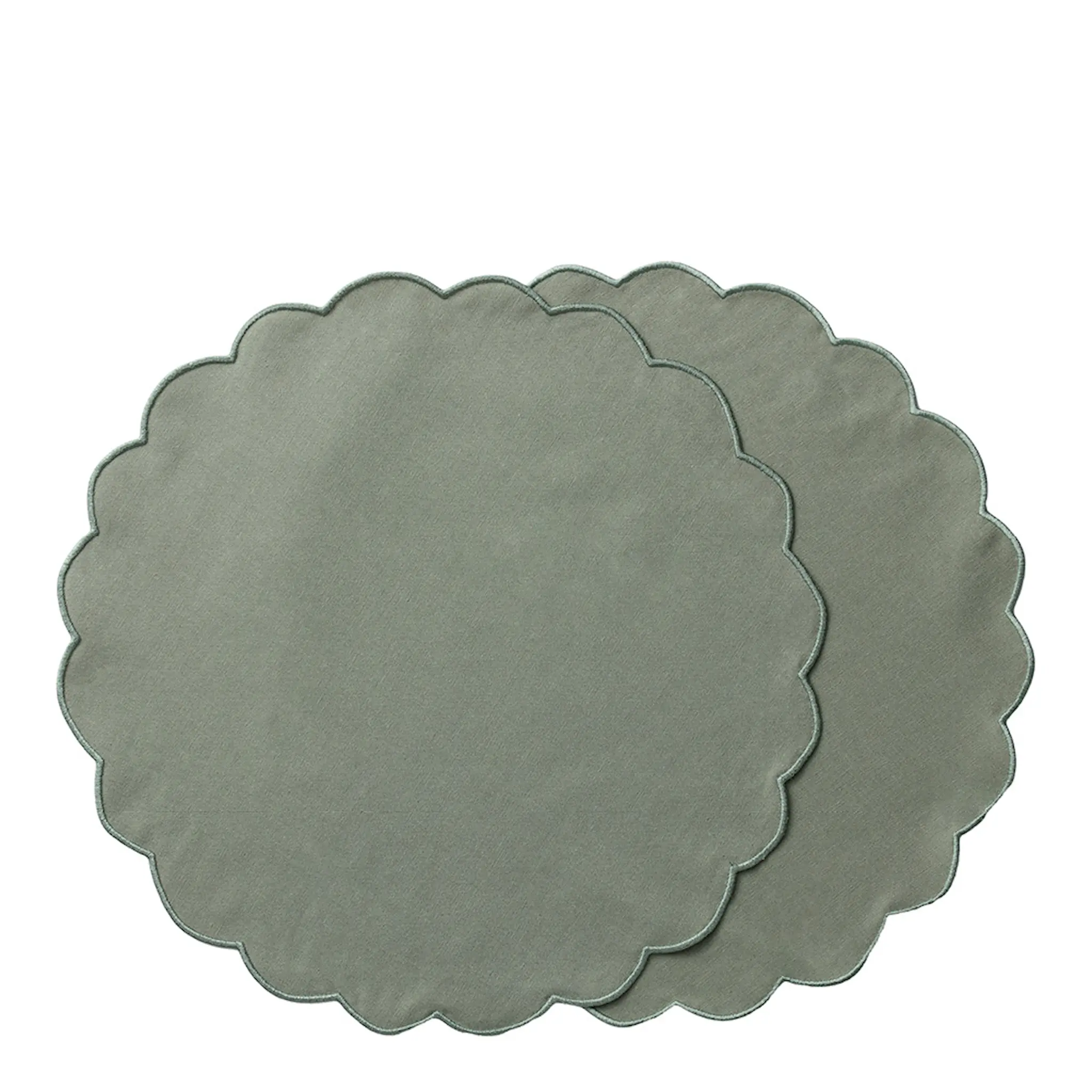 Ziczac Scallopped bordstablett 2-pack 36 cm dimgrön