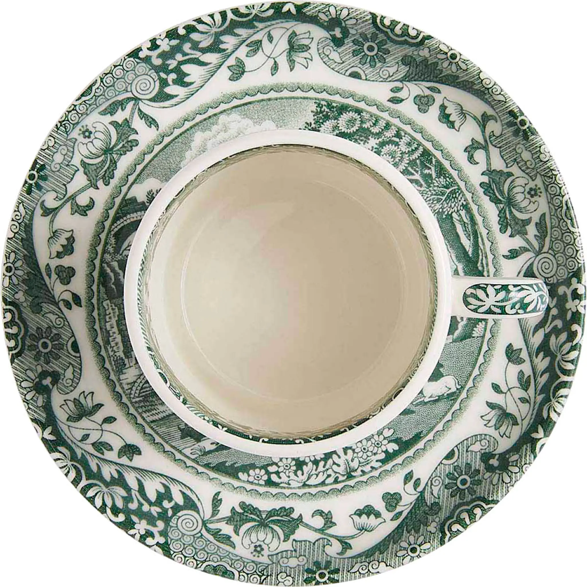 Spode Heritage Green Italian espressokopp med fat 9 cl grön/vit