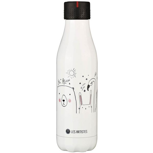 Les Artistes Bottle Up Design termoflaske 0,5L hvit/svart/rosa