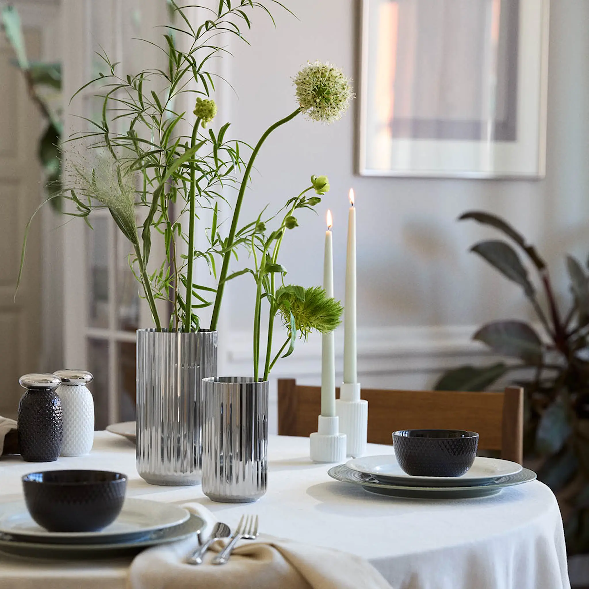 Lyngby Porcelæn Vas 15,5 cm rostfritt stål