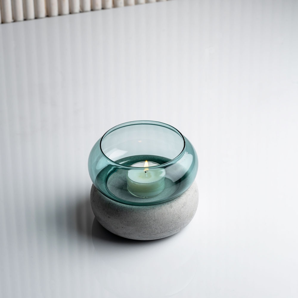 Muurla Bagel lykt/vase 11x12 cm blå