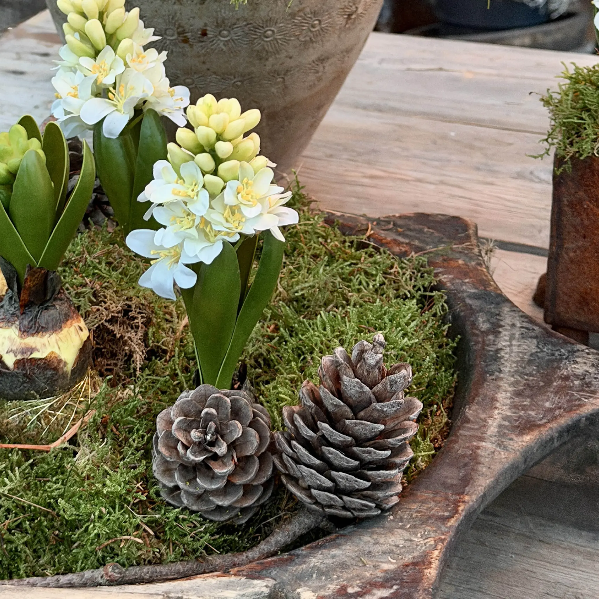 Mr Plant Hyasint med løk kunstig potteplante 20 cm hvit