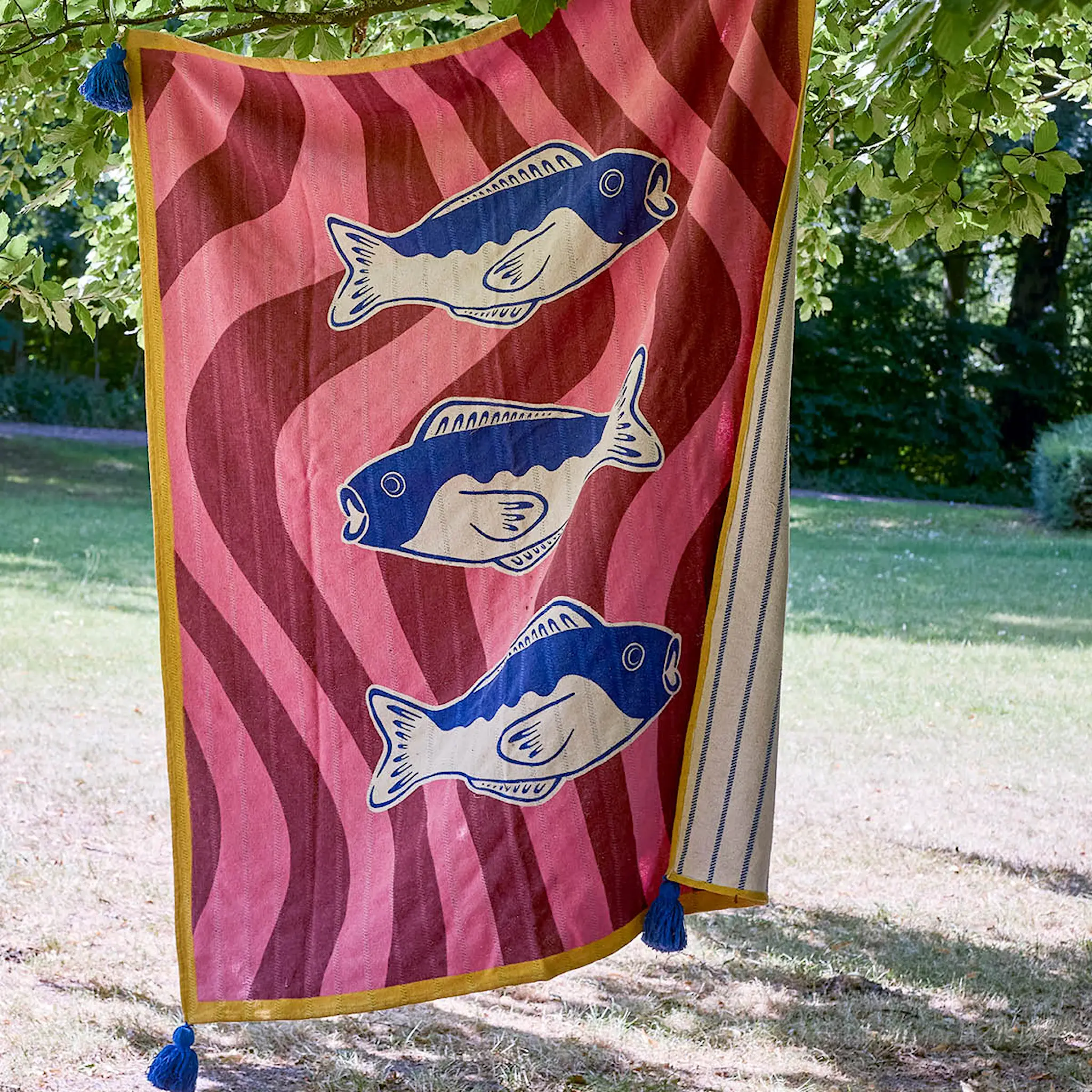 Bloomingville Remy pledd 160x130 cm fisker multi