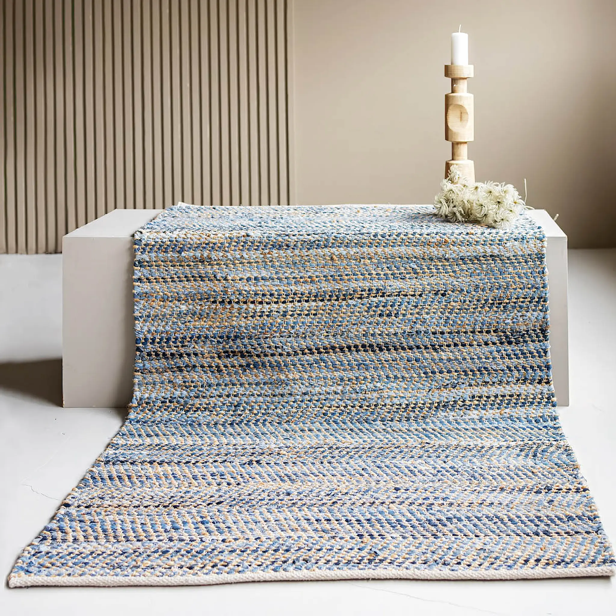 Lone Tepper Bay Denim Räsymatto 130x190 cm Sininen