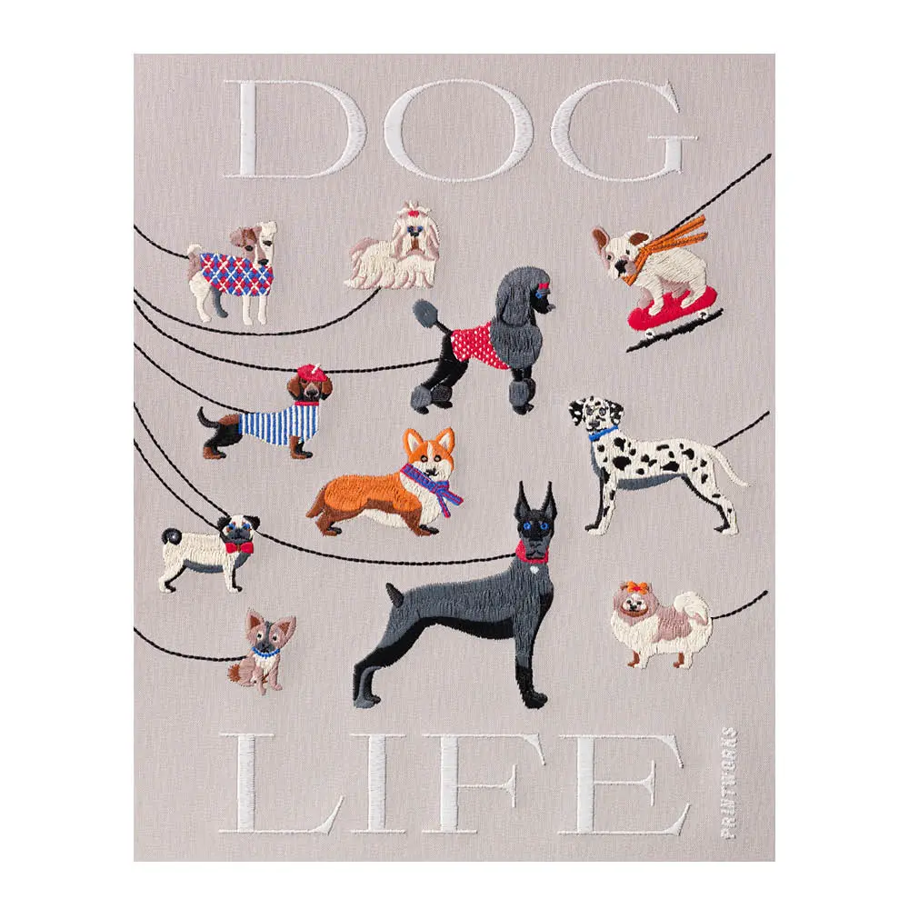 Brodert fotoalbum 33x27 cm Hund beige/multi