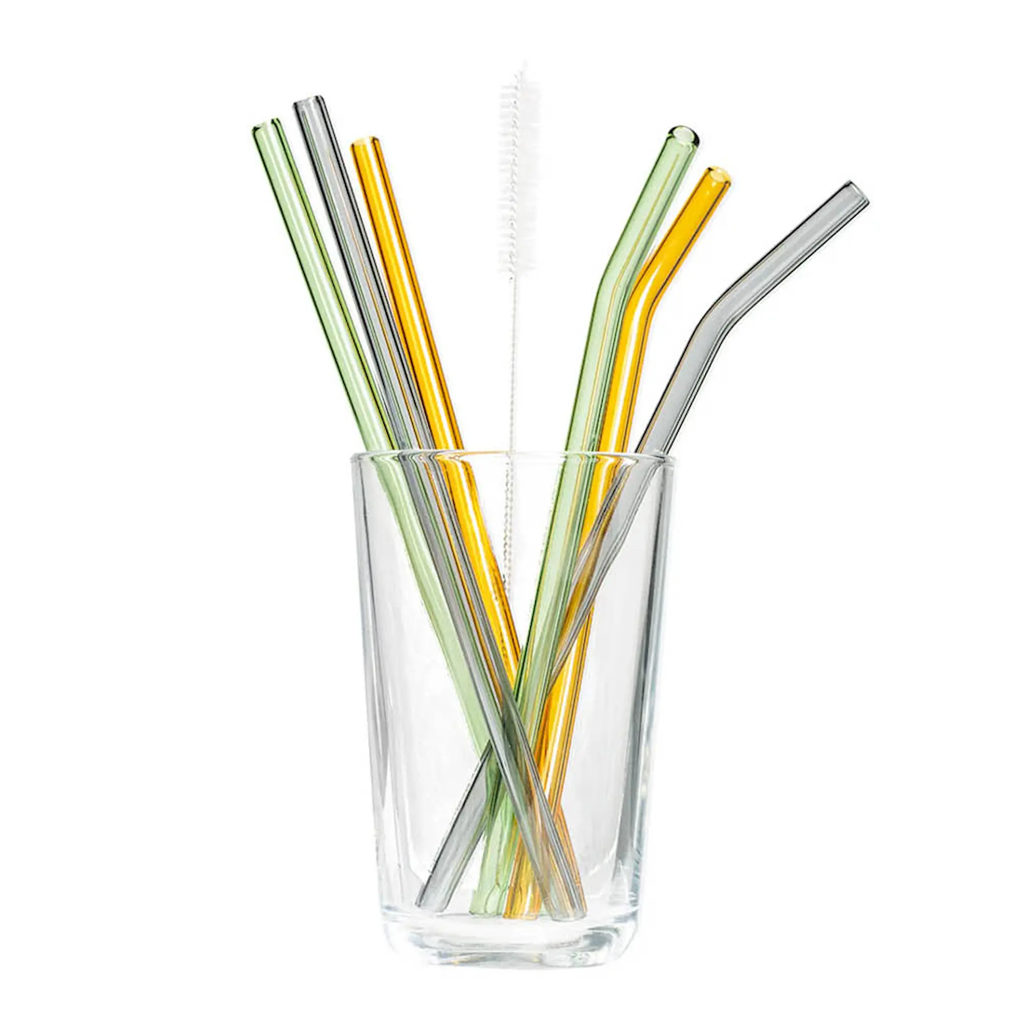 Tranquillo Rainbow sugrör i glas 21,5 cm 6-pack grön/grå/orange