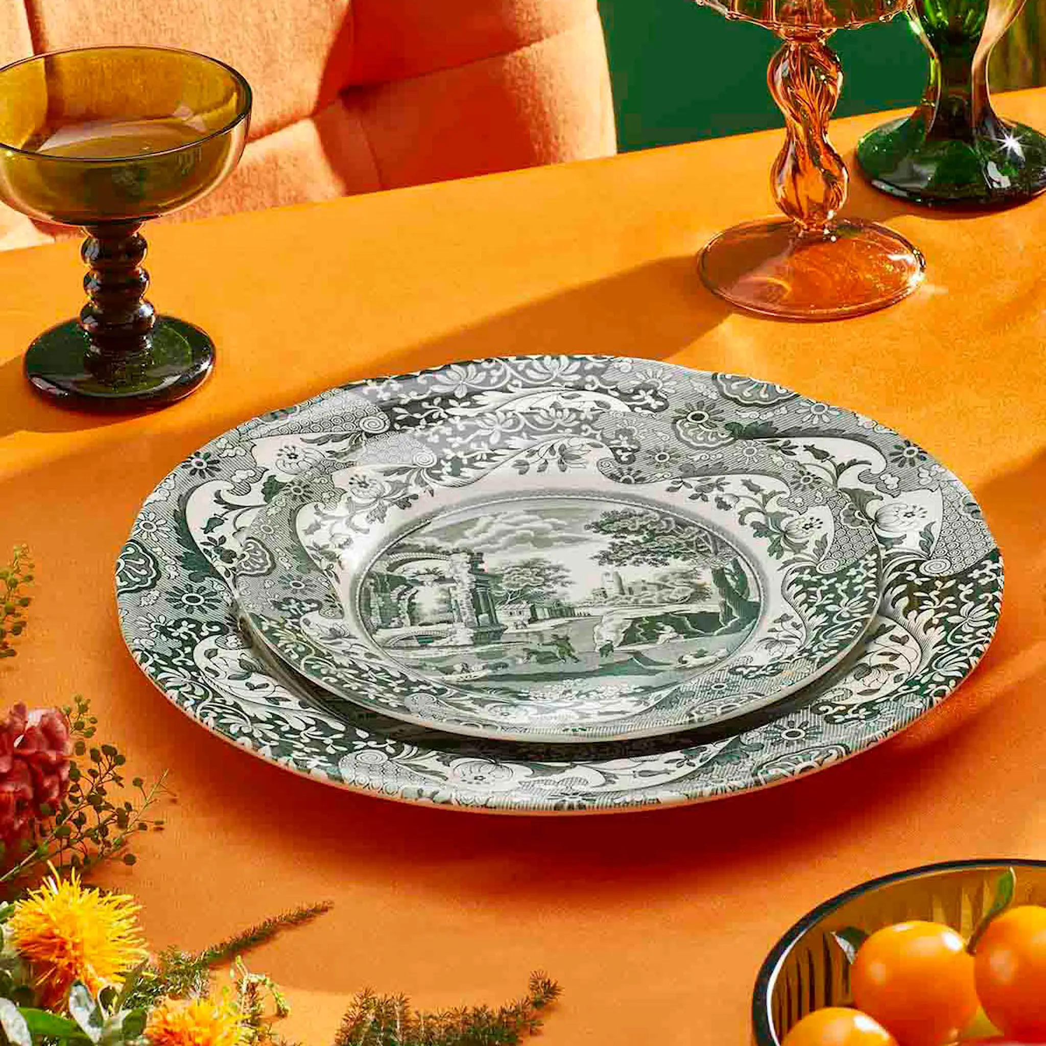 Spode Heritage Green Italian tallrik 20 cm grön/vit
