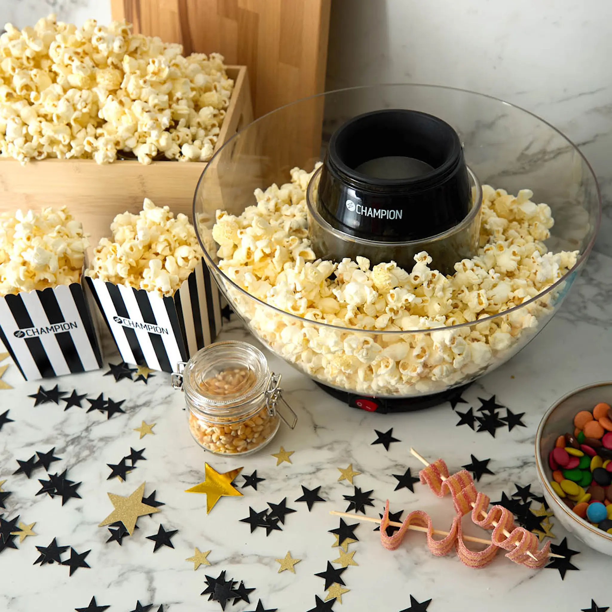 CHAMPION Pop-in-Bowl popcornmaskin PCM300 svart metallic