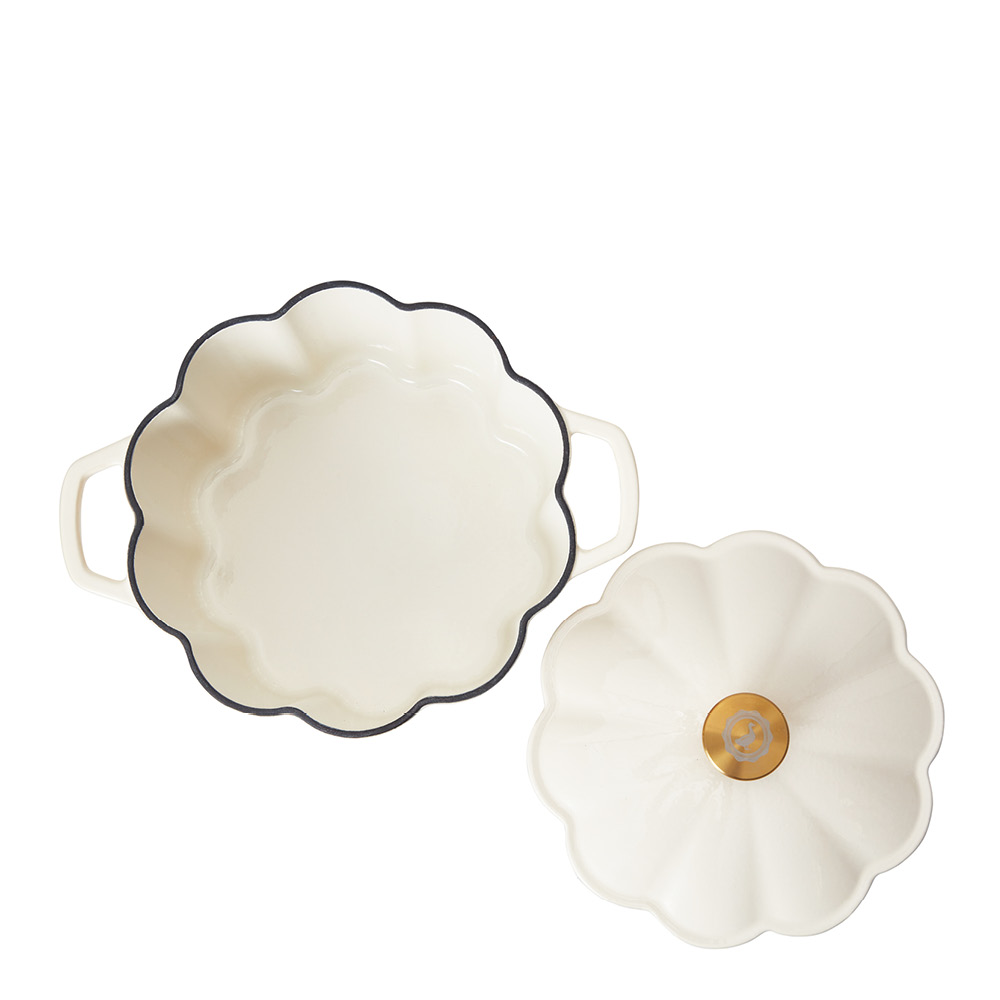 Anders Petter Stenfors støpejernsgryte 4,2L blomma krem