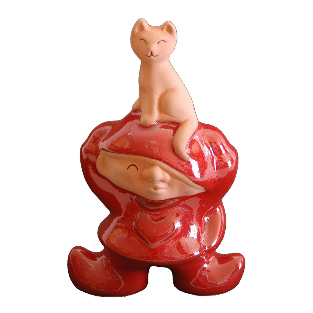 Nittsjö Luvnisse katt 14,5 cm rød terracotta