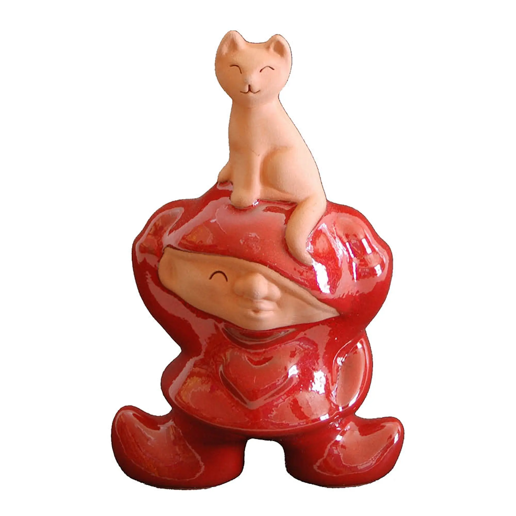 Nittsjö Luvnisse katt 14,5 cm rød terracotta