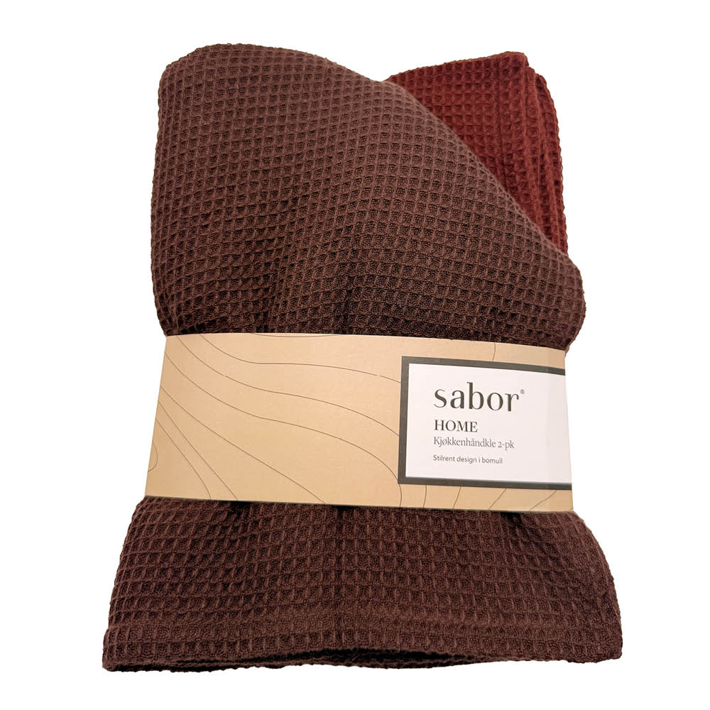 Sabor Home kökshandduk 70x50 cm 2-pack brun/burgunder