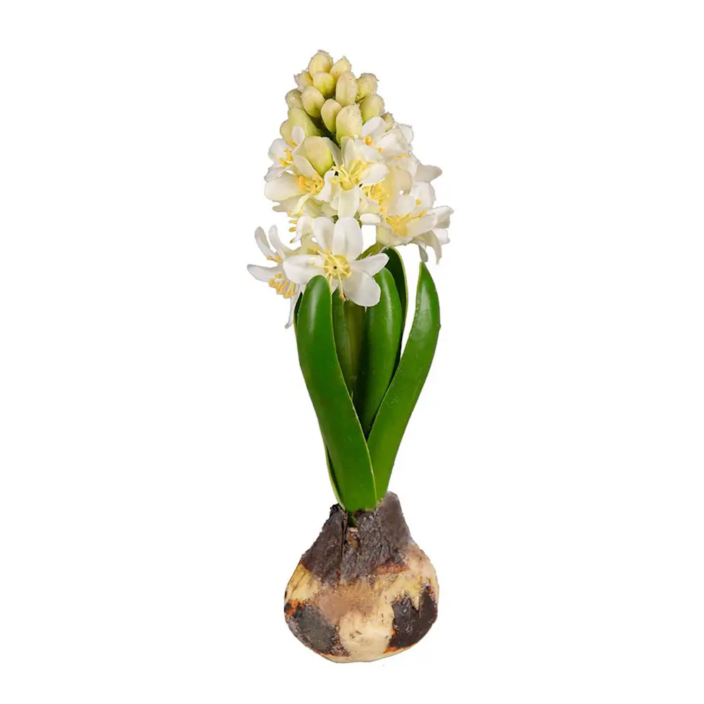 Hyasint med løk kunstig potteplante 20 cm hvit