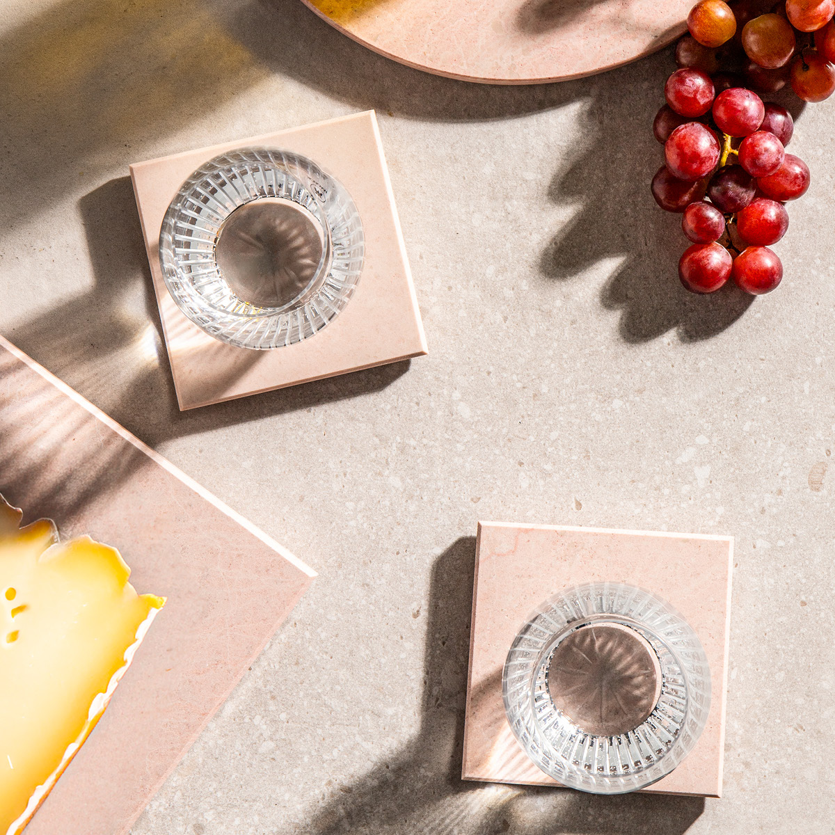 Stiernholm Marmor Lasinalunen 10x10 cm 4 kpl Vaaleanpunainen