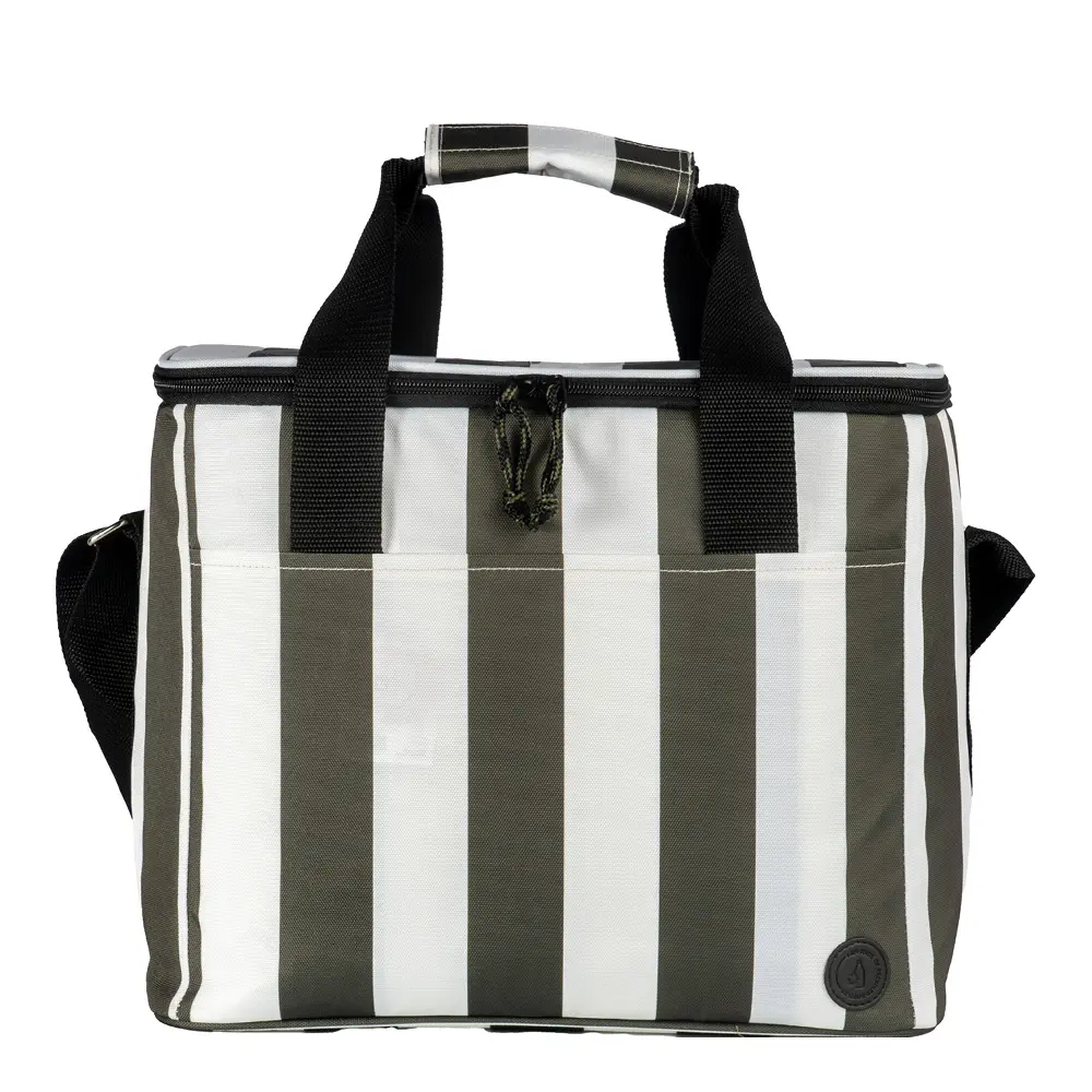 City stripet kjølebag stor rPET grønn/hvit