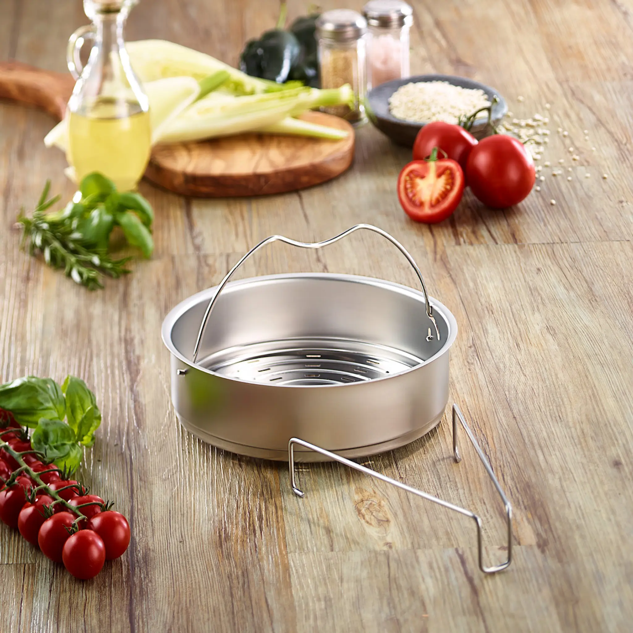 Fissler Vitavit ånginsats + ställning till tryckkokare 22 cm perforerad