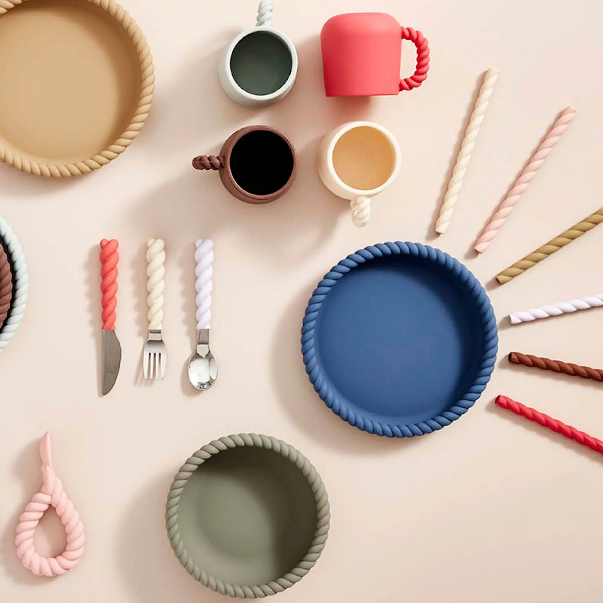 OYOY Mellow tallrik & skål silikon 18 cm Blå/Olive