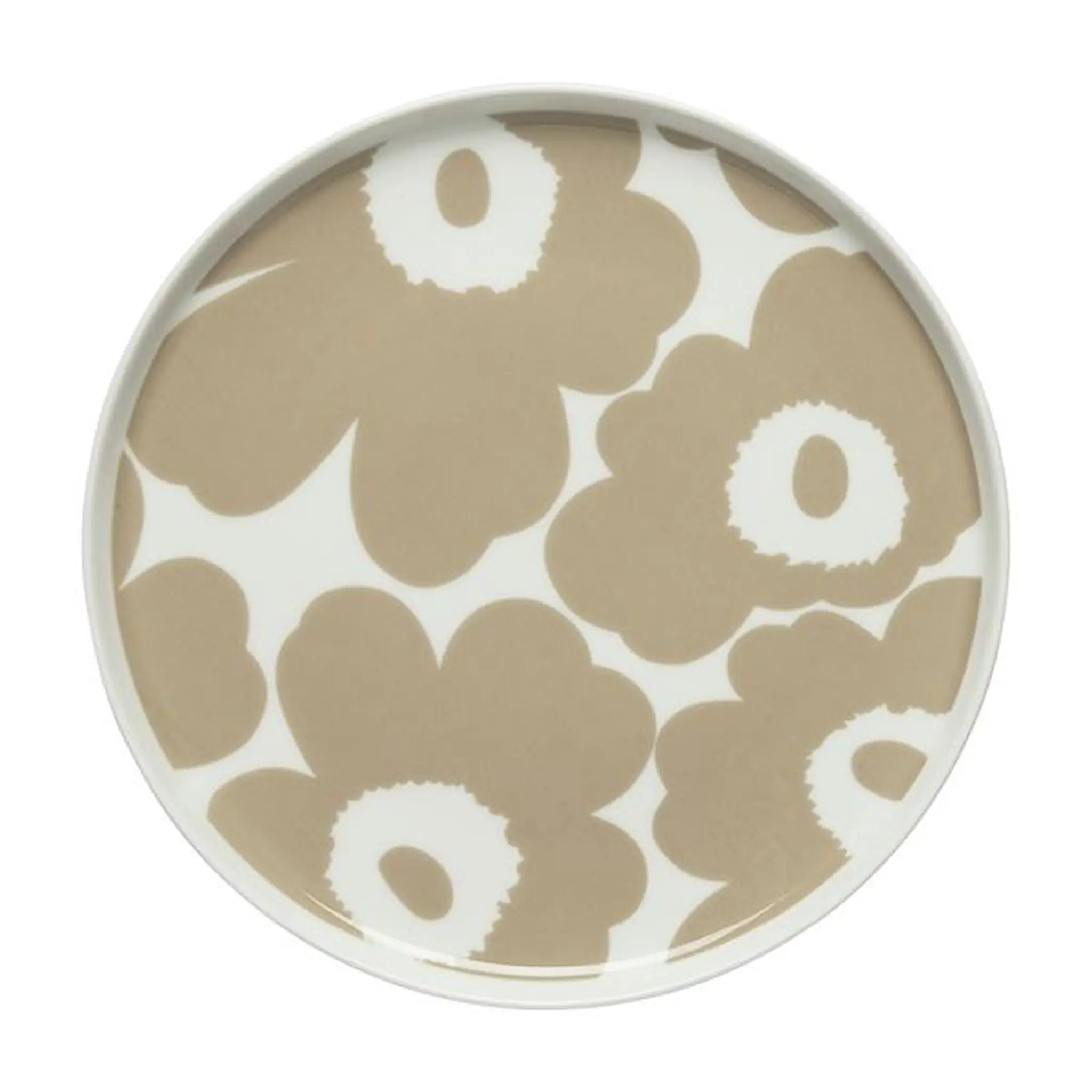 Marimekko Oiva Unikko tallrik 20 cm vit/beige