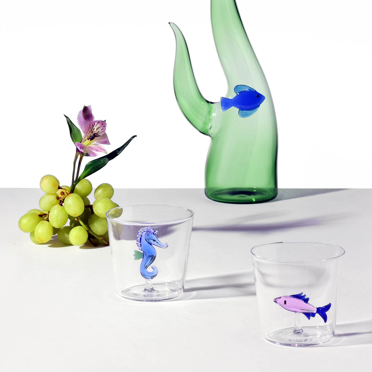 Ichendorf Milano Marine Garden vattenglas 35 cl sjöhäst blå