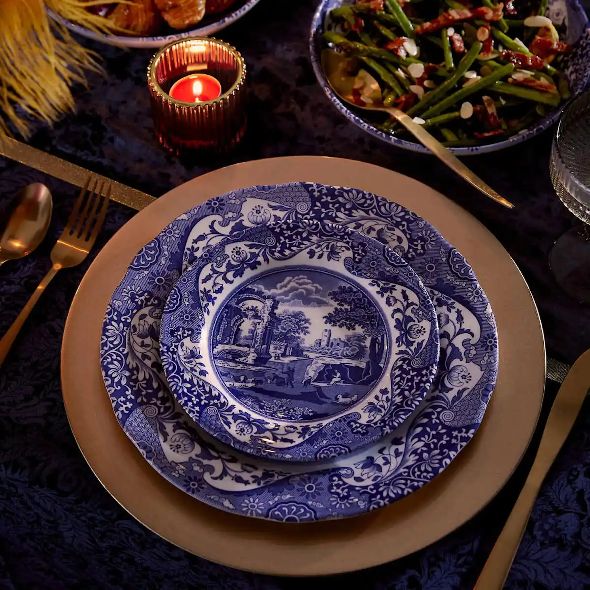 Spode Blue Italian buffétallrik 30 cm blå/vit