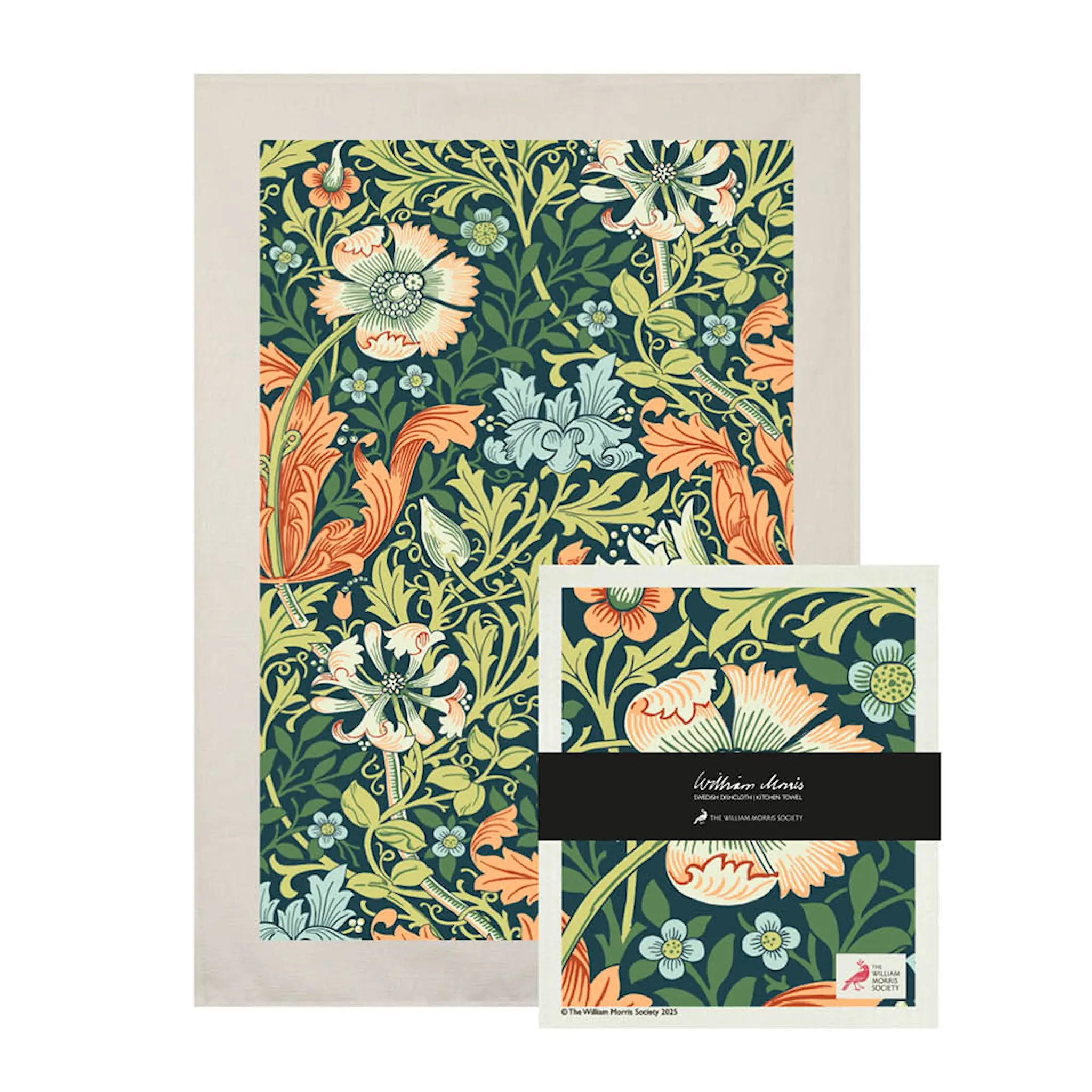 Citronelles William Morris set kökshandduk & disktrasa Compton green