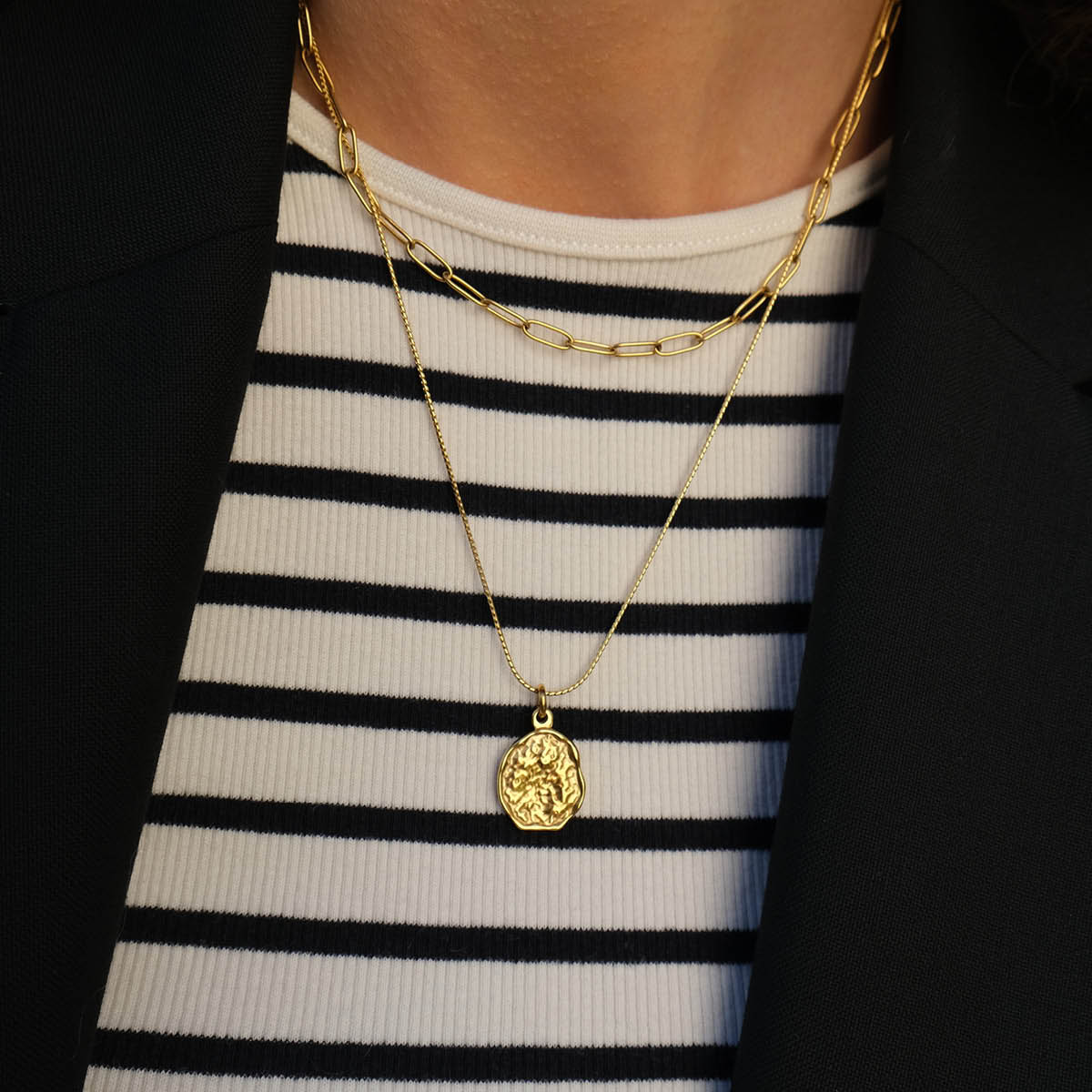 A&C Oslo AS Steel - Raw Coll kjede med to rader gull