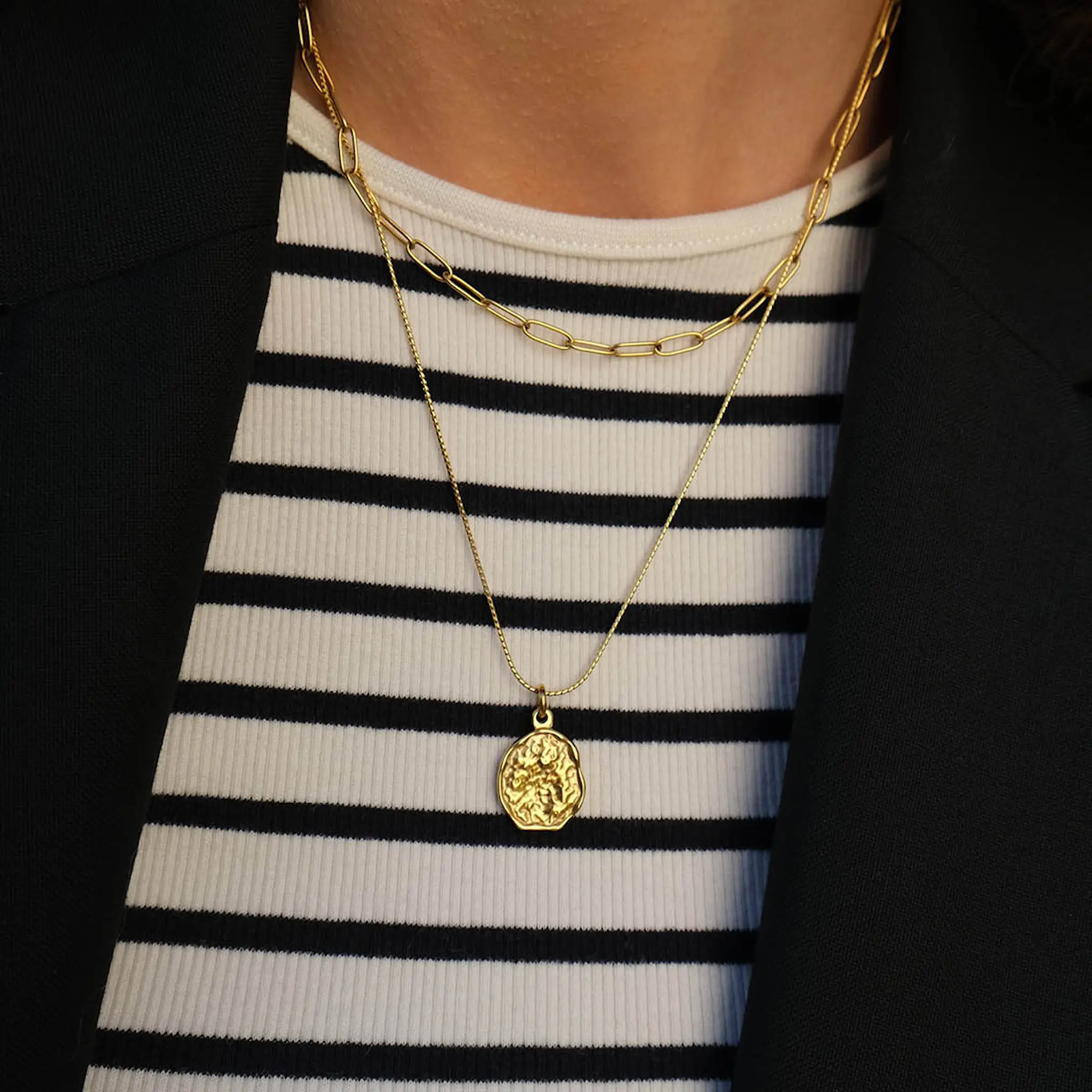 A&C Oslo AS Steel - Raw Coll halsband med dubbla kedjor guld