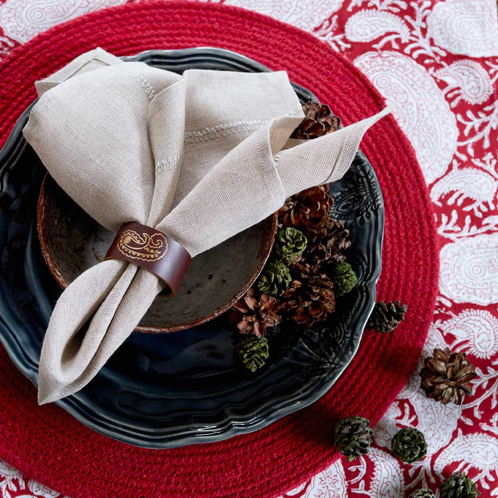 Chamois Embroidery servett 50x50 cm 2-pack beige