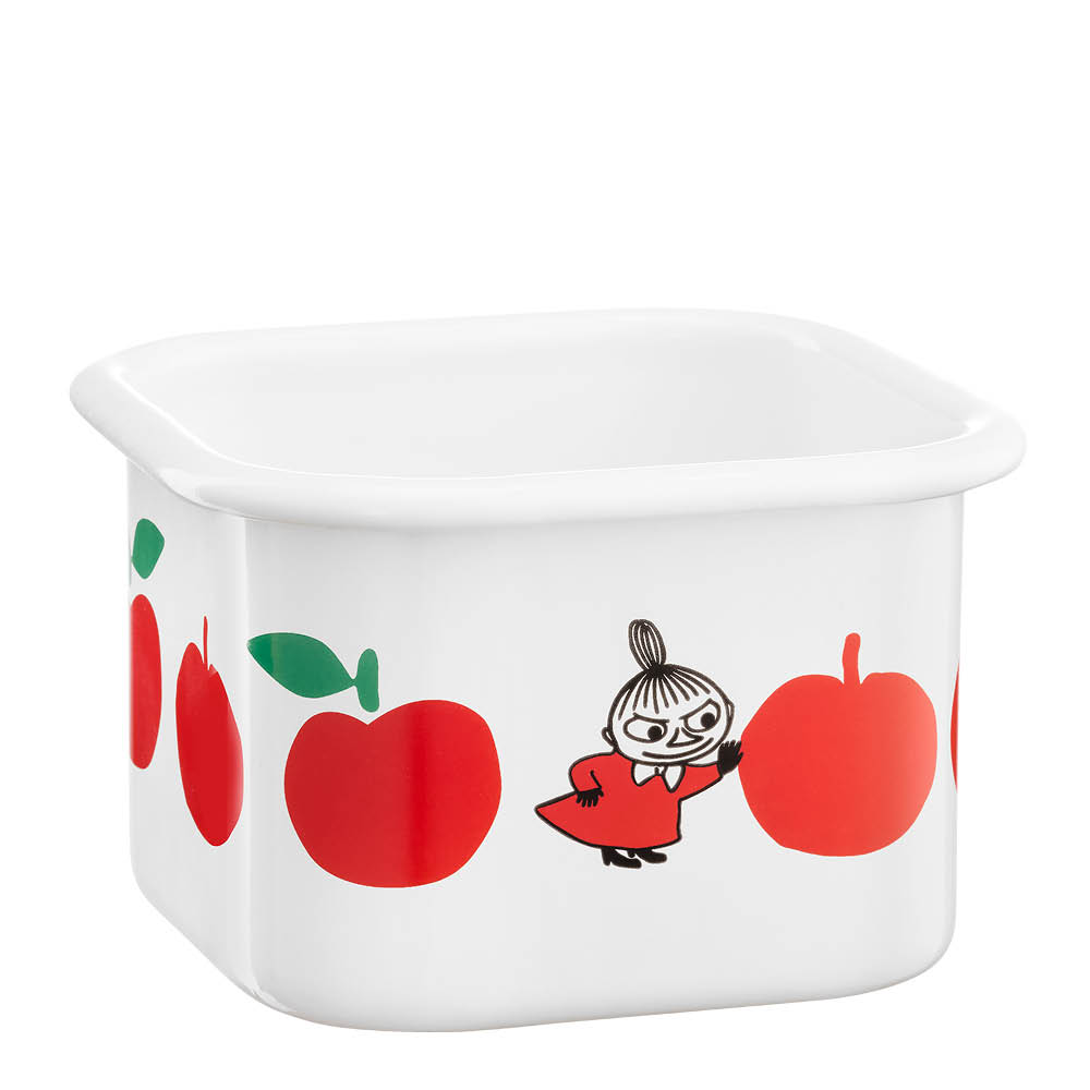 Muurla Mumin emaljburk med lock 0,67 L Glada Äpplen röd