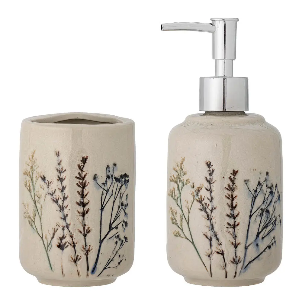 Bea såpedispenser + holder 8 cm natur