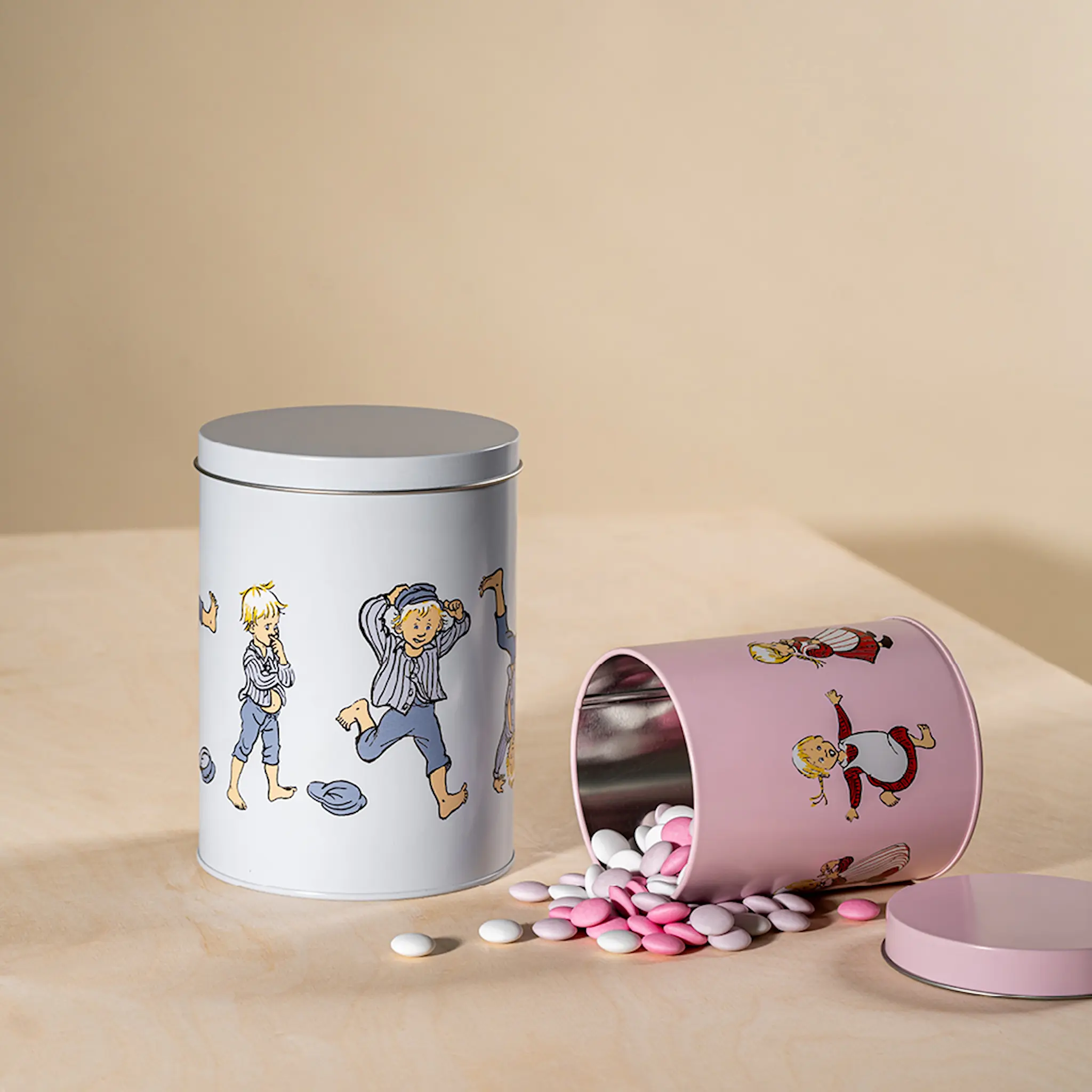 Muurla Emil plåtburk 2-pack 11x17 cm Emil och Ida blå/rosa
