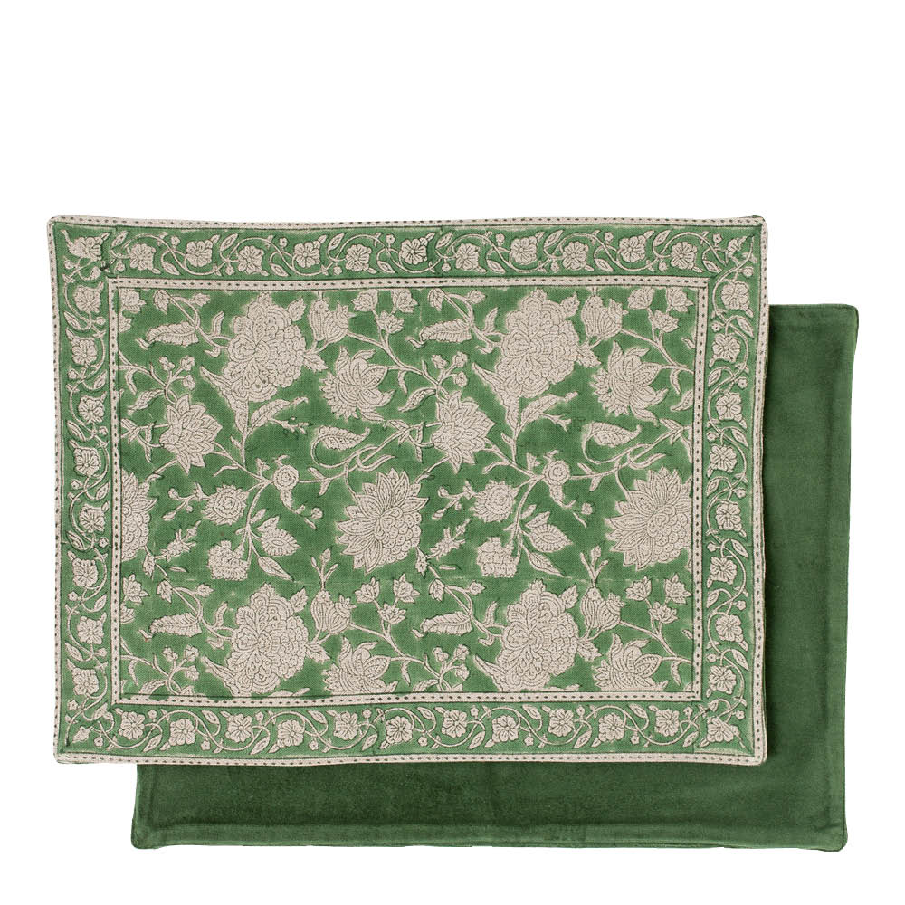 Chamois Indian Rose bordbrikke i lin 37x50 cm 2 stk grønn
