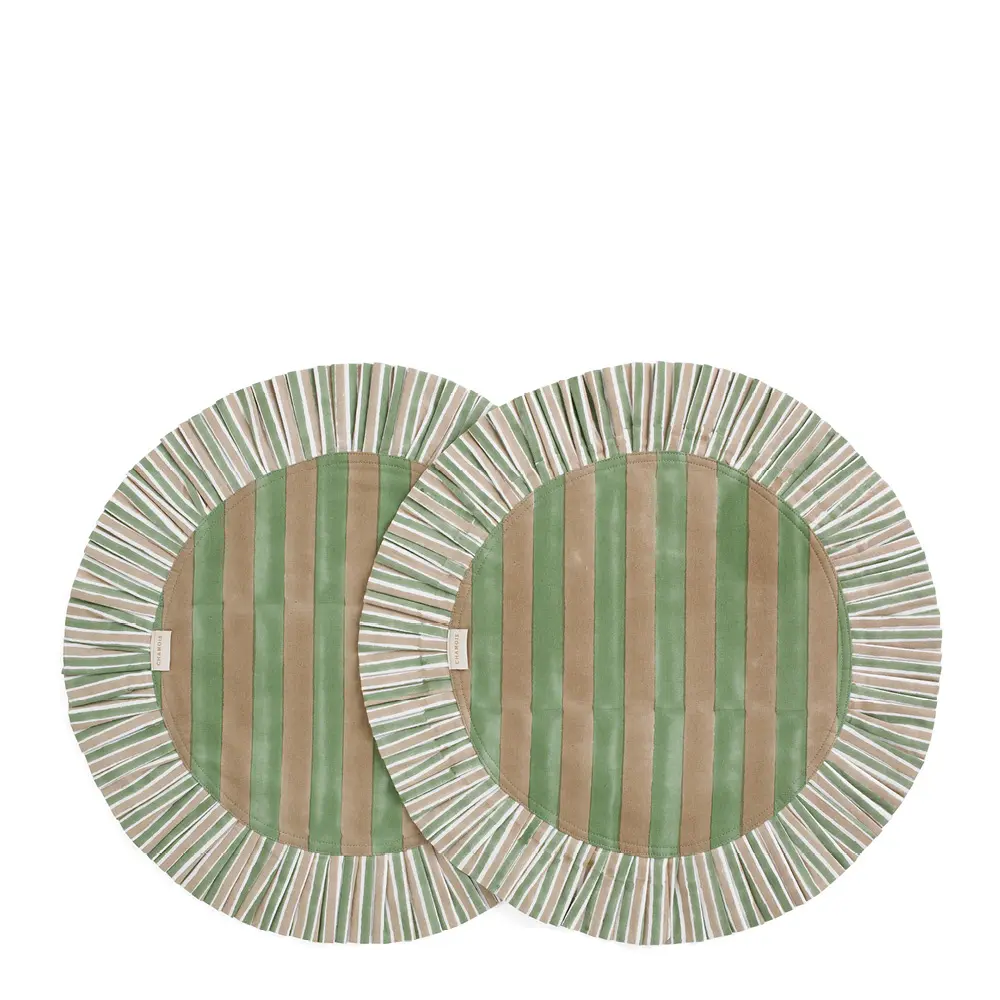 Jaipur Stripe Pöytätabletti Ø35 cm 2 kpl Green