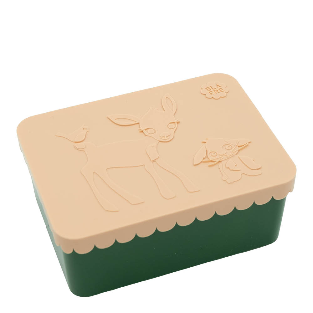 Blafre Matlåda i plast ett fack 11x14 cm Rådjur persika/mörkgrön