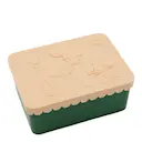 Matlåda i plast ett fack 11x14 cm Rådjur persika/mörkgrön