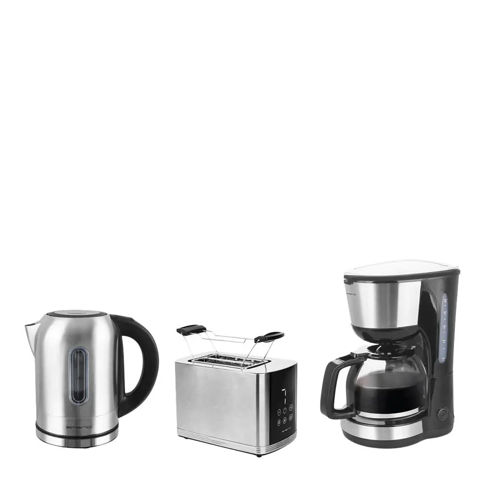 Aamiaissetti: Kahvinkeitin + Leivänpaahdin + Vedenkeitin Teräs