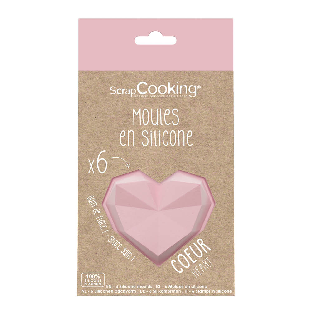 ScrapCooking - Love Leivontavuoka sydän 6 kpl Vaaleanpunaienn