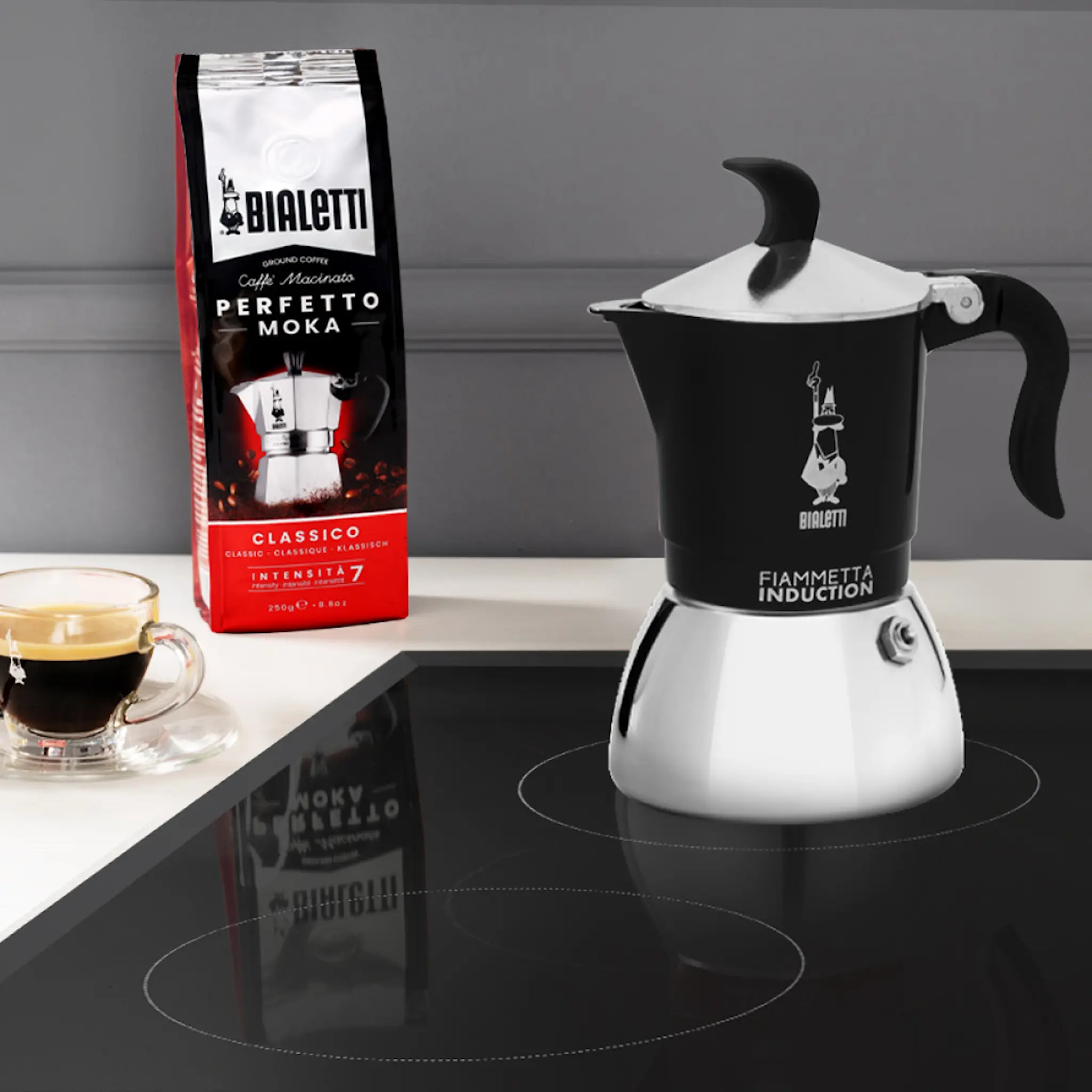 Bialetti Fiammetta Induction espressokanne 2 kopper 100 ml svart