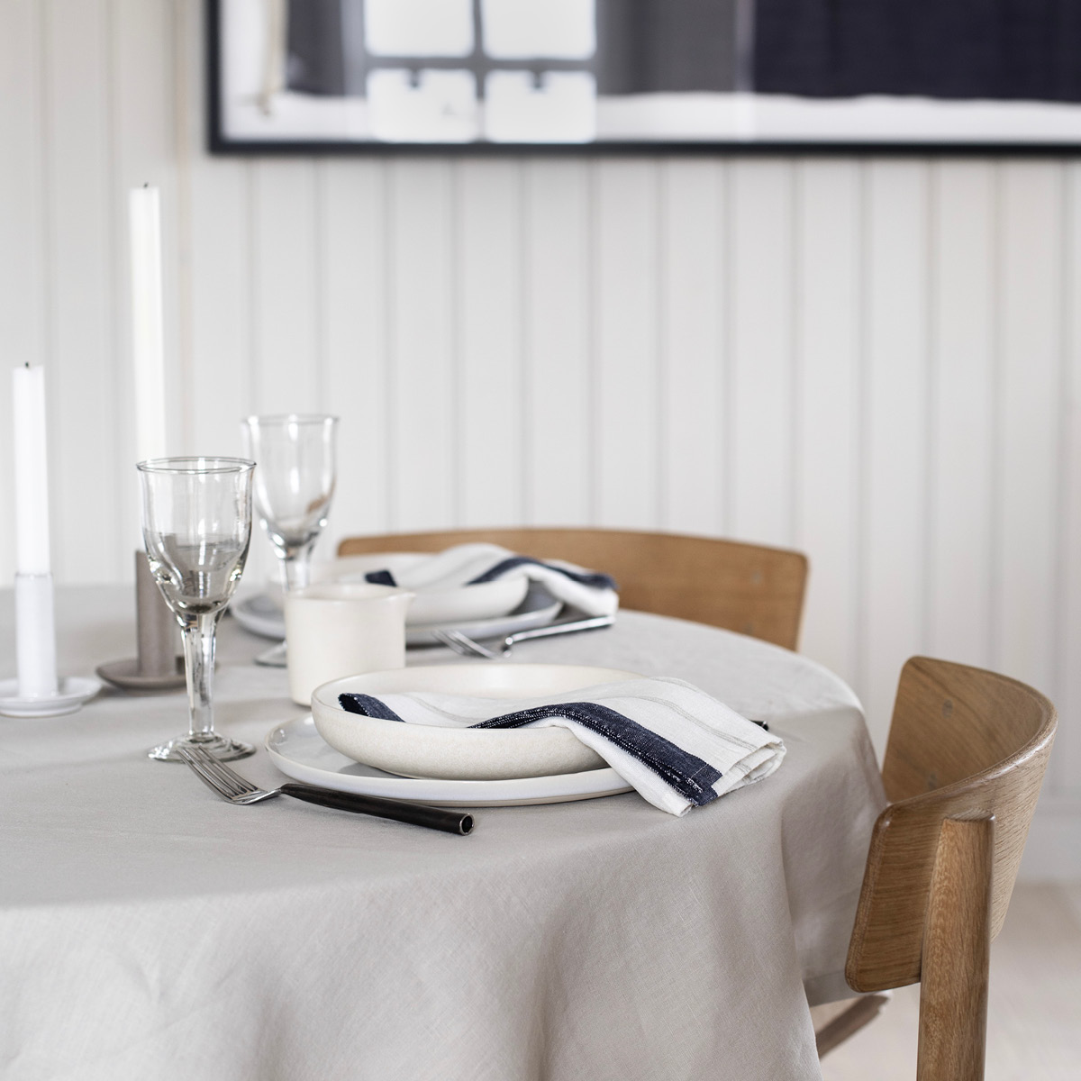 Tell Me More Maya Servett 50x50 cm Natural Stripe