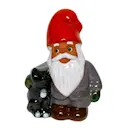 Minitomte med katt 10 cm