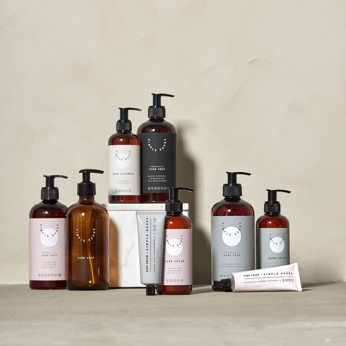 Simple Goods Geranium håndsåpe 450 ml pumpeflaske lys rosa